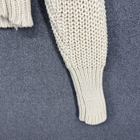 Aerie Sweater Cardigan Womens Medium Cream Zip Front Cowl Neck Cropped Knit - Picture 16 of 16